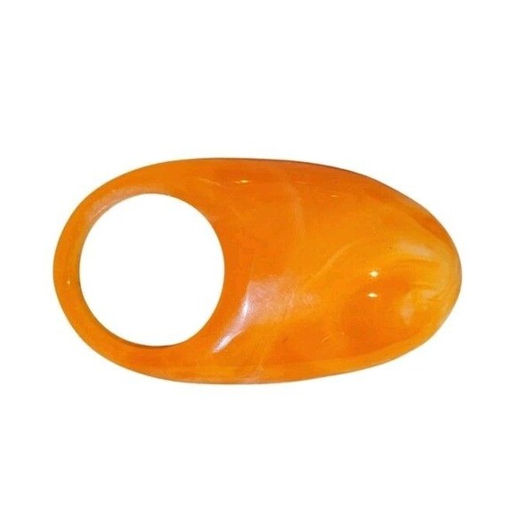 Vintage Huge Chunky Lucite Ring  Orange Bubble Marble 80s Mod Retro Size 7 - Picture 4 of 6